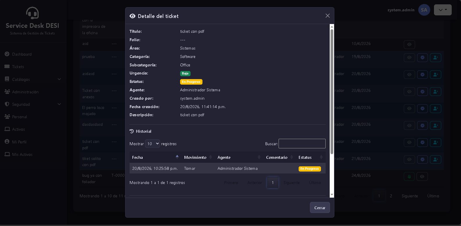 HelpDesk - listado de tickets